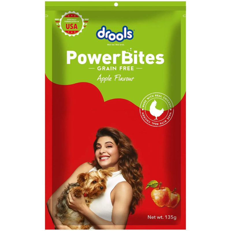 Drools Power Bites Apple Flavour, Real Chicken, Dog Treats, 135 g