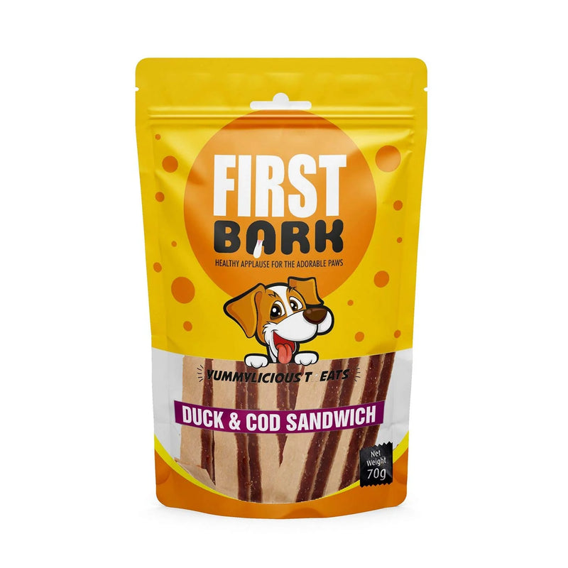 FirstBark Dog Treats- Duck & Cod Sandwich, 70 g