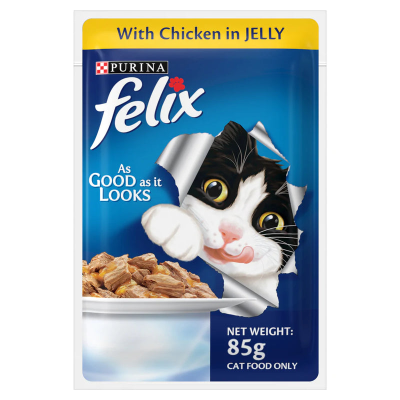 Purina Felix Chicken with Jelly Adult Cat Wet Food, 85 g - Pack of 12