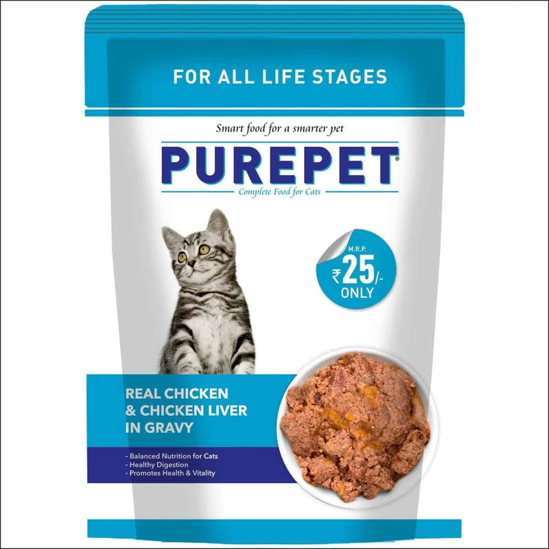 Purepet Real Chicken & Chicken Liver in Gravy Cat Wet Food 70 g