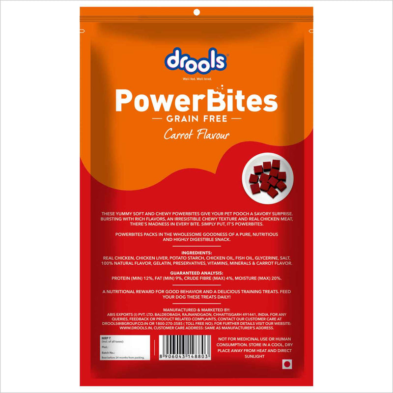 Drools Power Bites Carrot Flavour Dog Treats 135 g