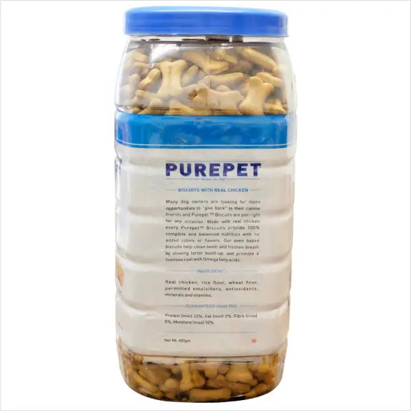 Purepet Milk Flavour Real Chicken Biscuit Dog Treats Jar