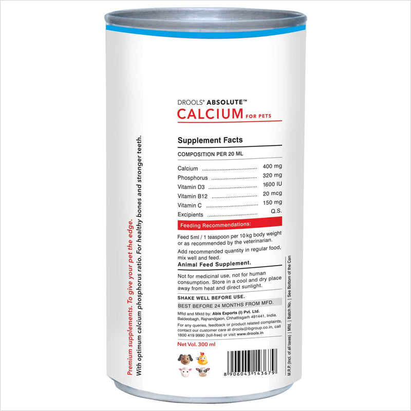 Drools Absolute Calcium Oil Syrup Supplement for Dogs and Cats 300ml