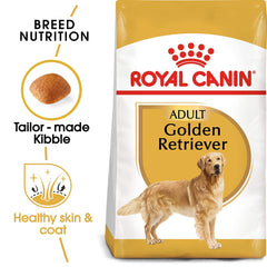 Golden Retriever eating Royal Canin food