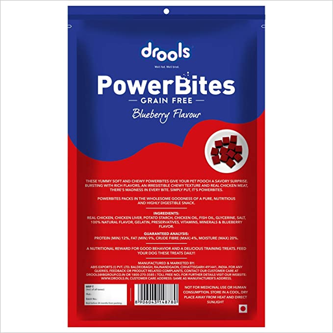 Drools Power Bites Blueberry Flavour, Real Chicken, Dog Treats, 135 g