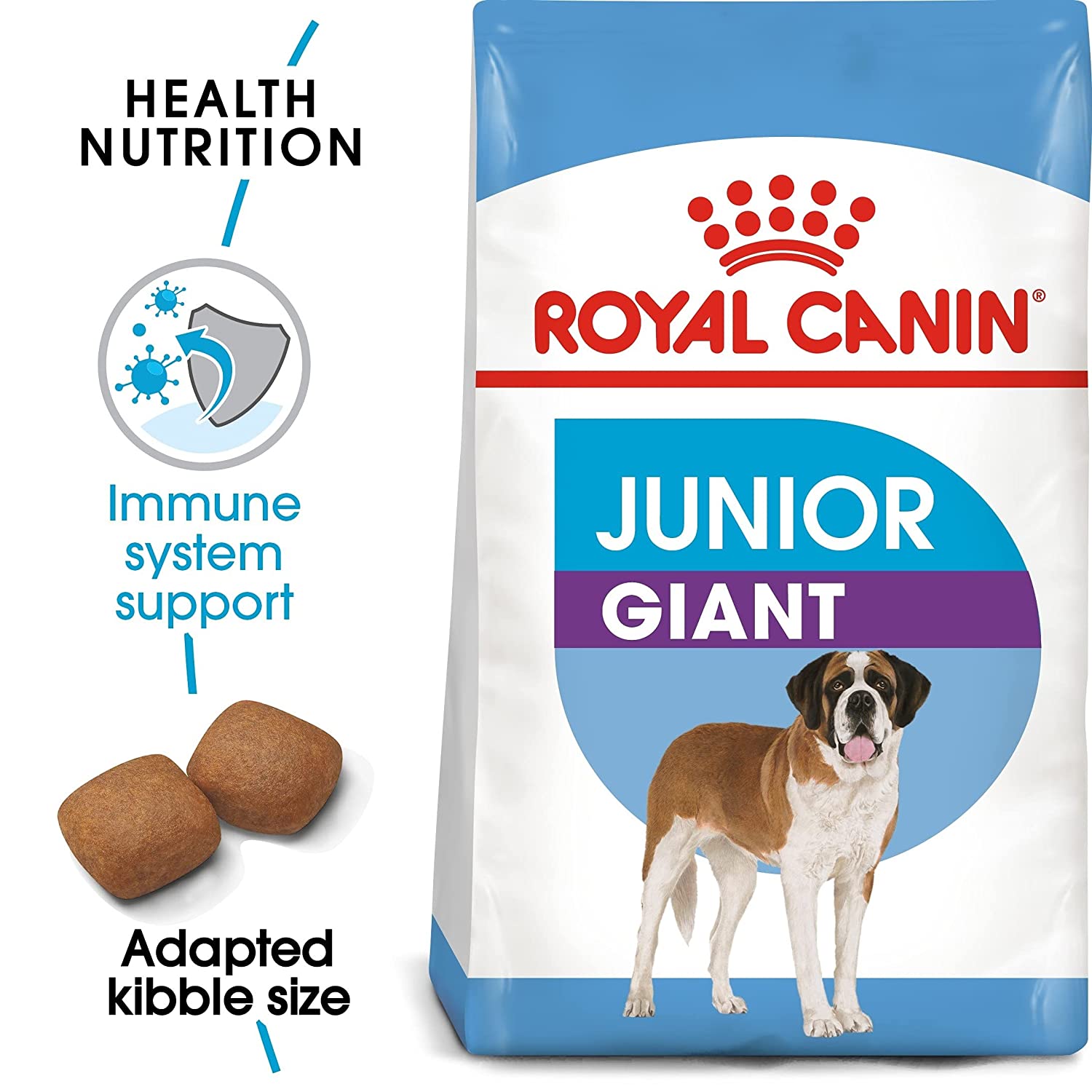 Happy puppy eating Royal Canin Junior diet
