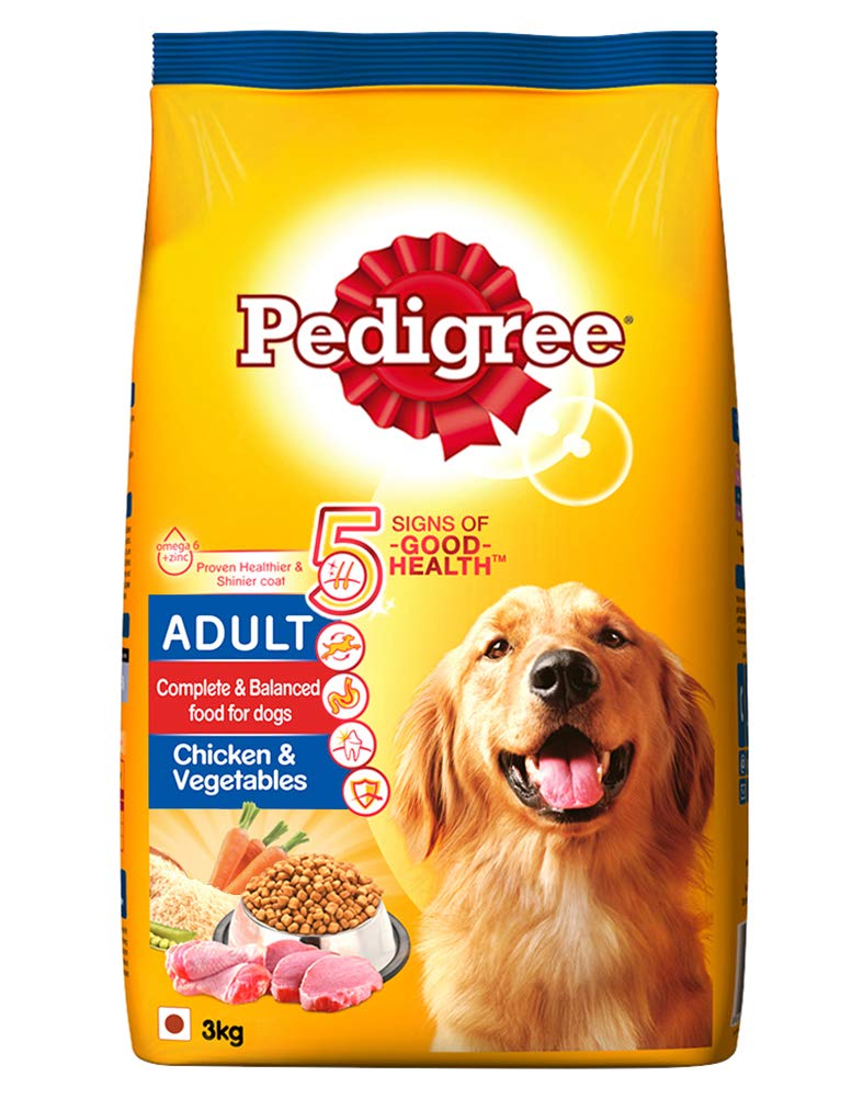 Pedigree Adult Dry Dog Food, Chicken & Vegetables, 3kg Pack and Adult Dry Dog Food, Chicken & Vegetables, 1.2kg Pack