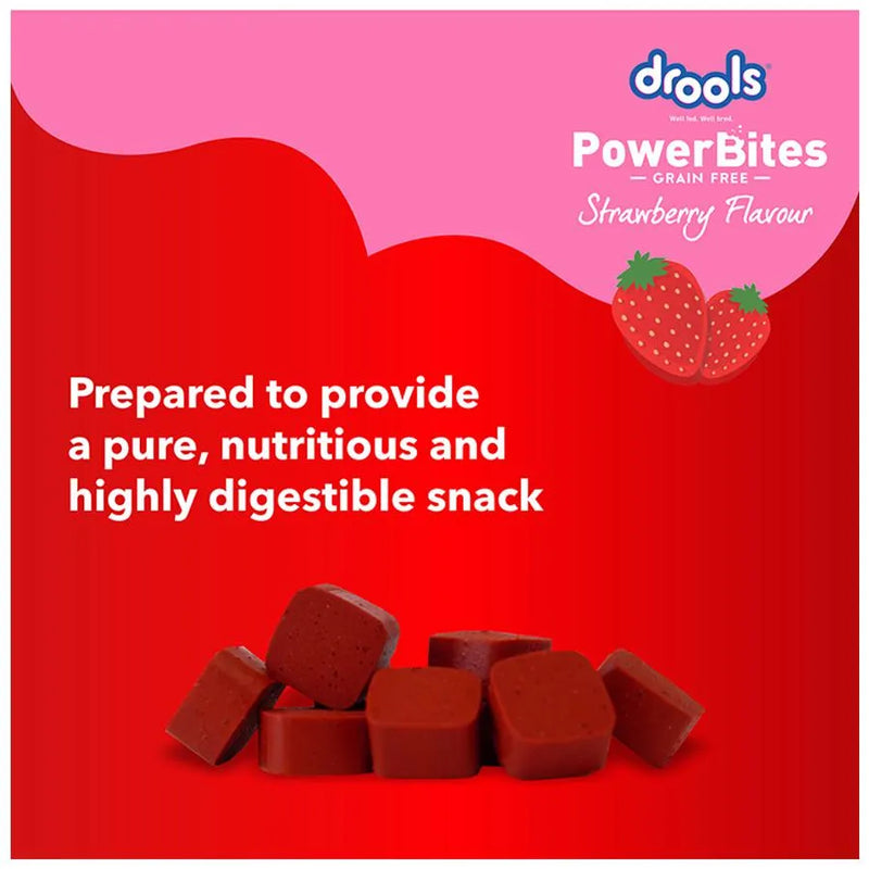 Drools Power Bites Strawberry Flavour – Real Chicken, Dog Treats,135 g