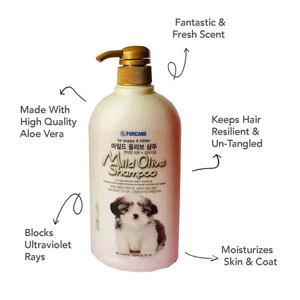 Forcans Mild Olive Shampoo for Puppies & Kitten, 750 ml