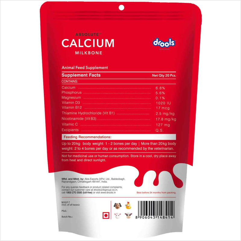 Drools Absolute Calcium Bone Pouch for Dogs 120g