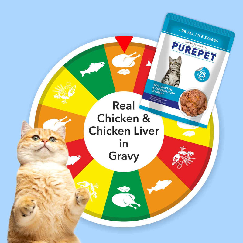 Purepet Real Chicken & Chicken Liver in Gravy Cat Wet Food 70 g