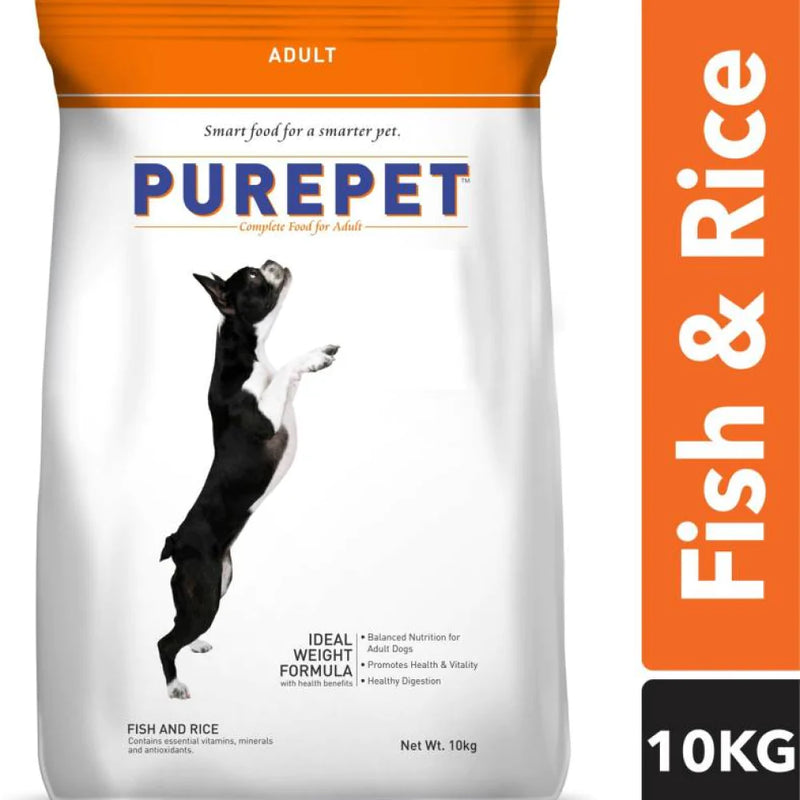 Purepet Fish & Rice Adult Dog Dry Food 10 kg (Pack of 1)