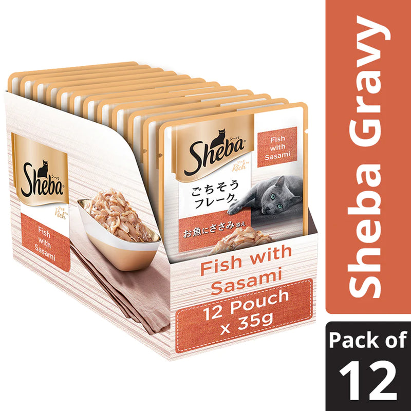 Sheba Fine Adult Wet Cat Food, Fish with Sasami Flavour, 35 g