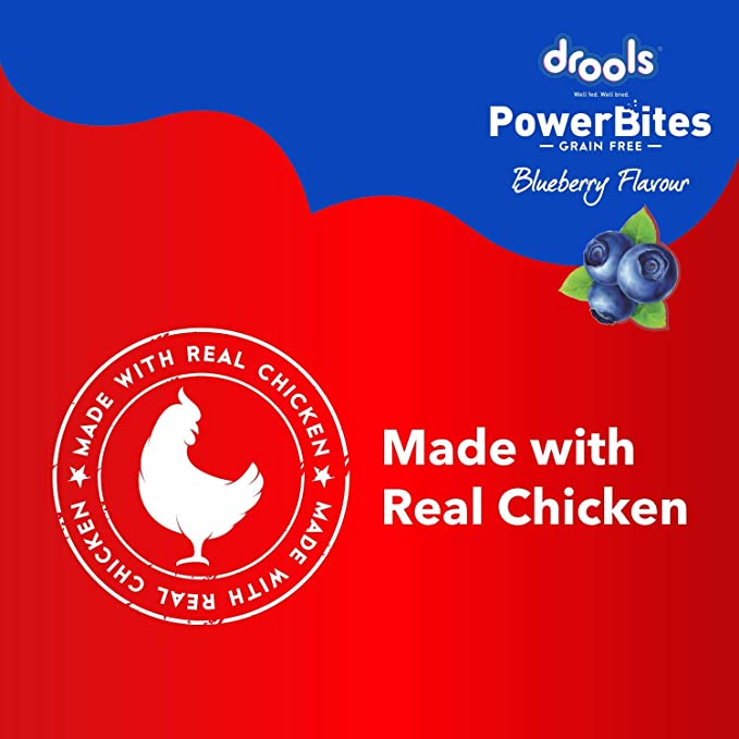 Drools Power Bites Blueberry Flavour, Real Chicken, Dog Treats, 135 g