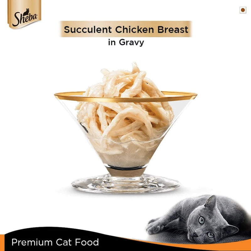 Sheba Succulent Chicken Breast in Gravy Adult Wet Cat Food, 85 gm