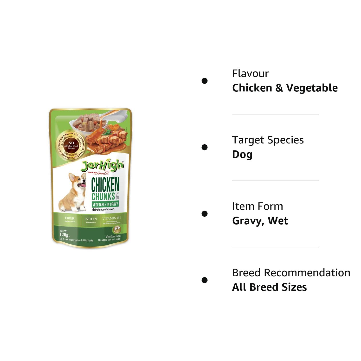 Protein-rich dog food with vegetables