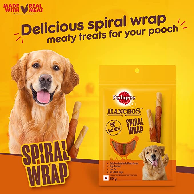 Pedigree RANCHOS Spiral Wrap 60 g (Pack of 6)