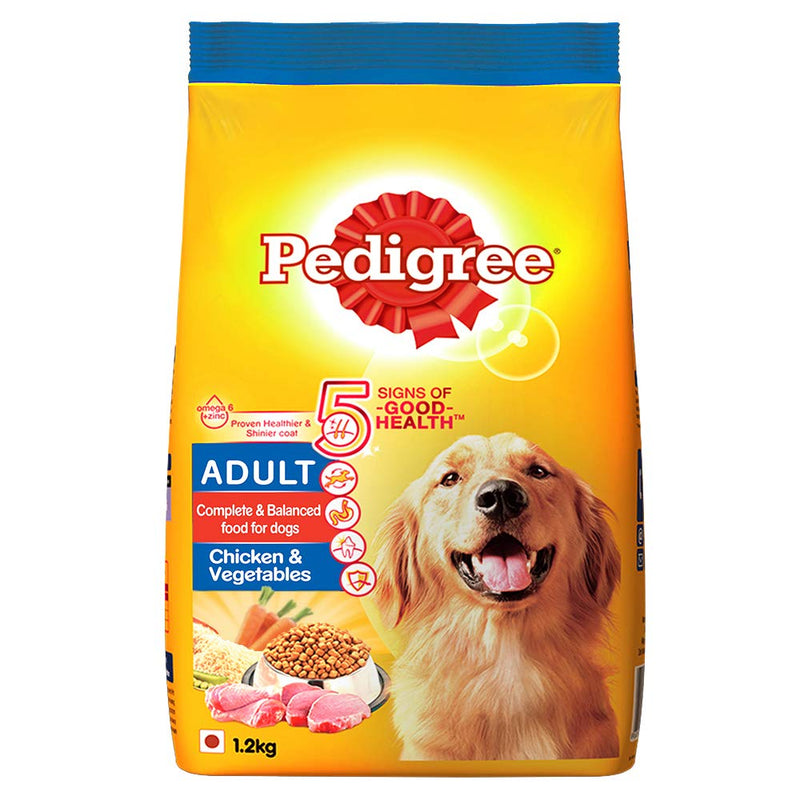 Pedigree Adult Dry Dog Food, Chicken & Vegetables, 3kg Pack and Adult Dry Dog Food, Chicken & Vegetables, 1.2kg Pack