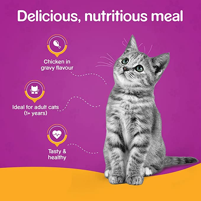 Whiskas Adult Wet Cat Food Chicken in Gravy, 85g