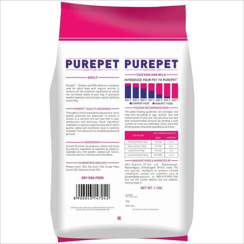 Purepet Chicken & Milk Adult Dry Dog Food