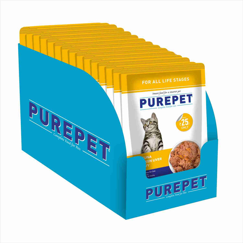 Purepet Real Tuna & Chicken Liver in Gravy Cat Wet Food 70 g