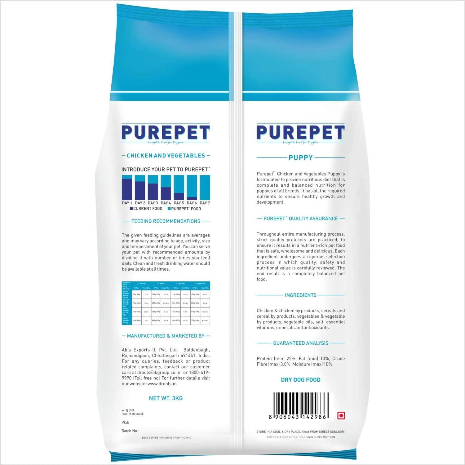 Purepet puppy food for healthy growth
