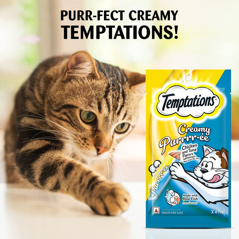 Temptations Creamy Purrrre Adult Creamy Cat Treats, Chicken & Tuna Flavour, 48g